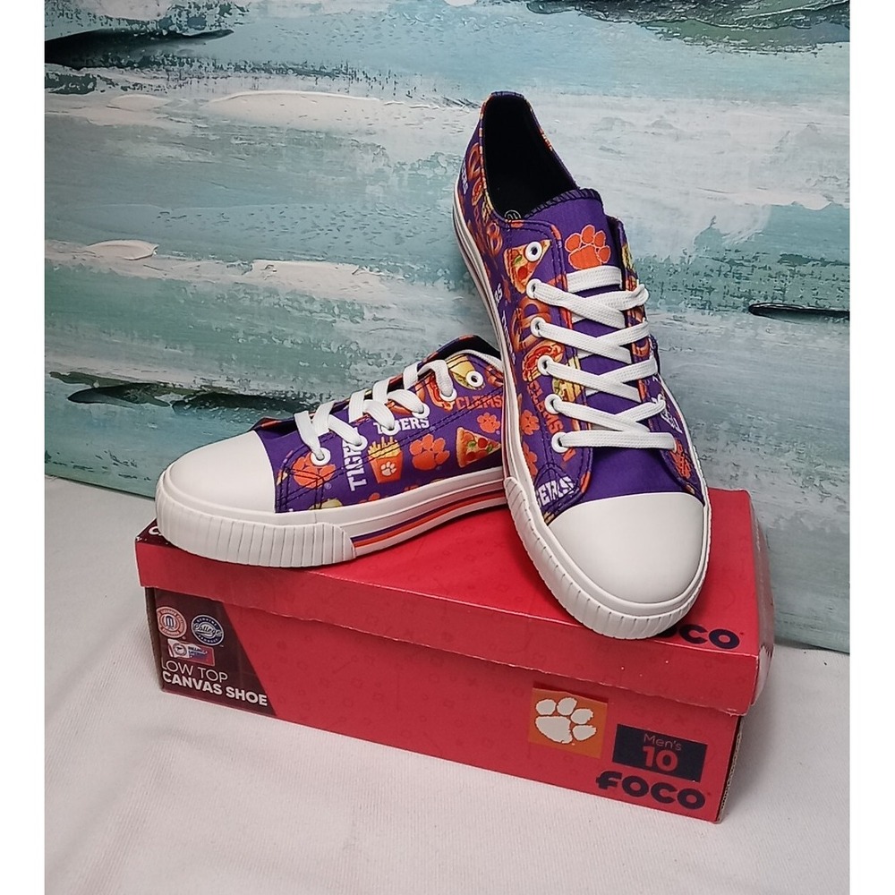 Clemson Tigers Low-Top Canvas Shoes‎ Mens Size 10 Foco Sneakers NIB
